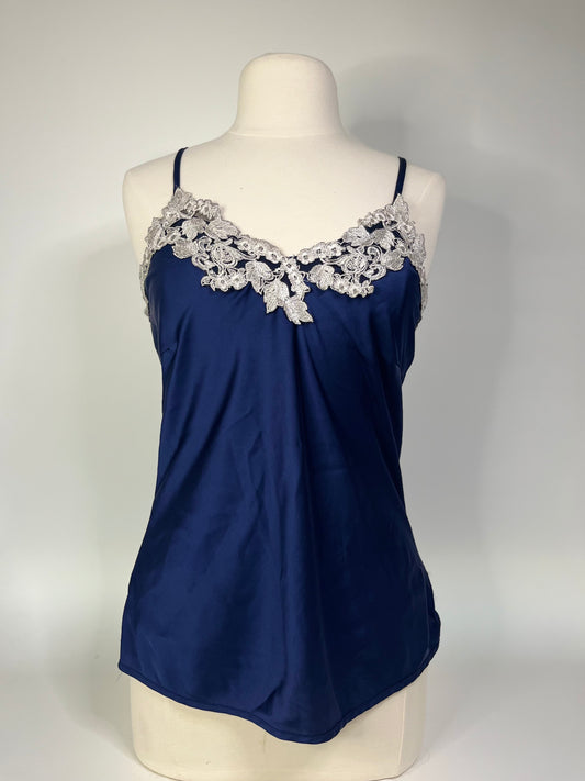 Navy Silk Lingerie Top