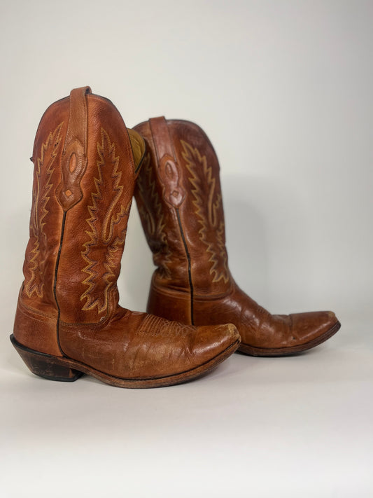 Honey Brown Old West Cowboy Boots