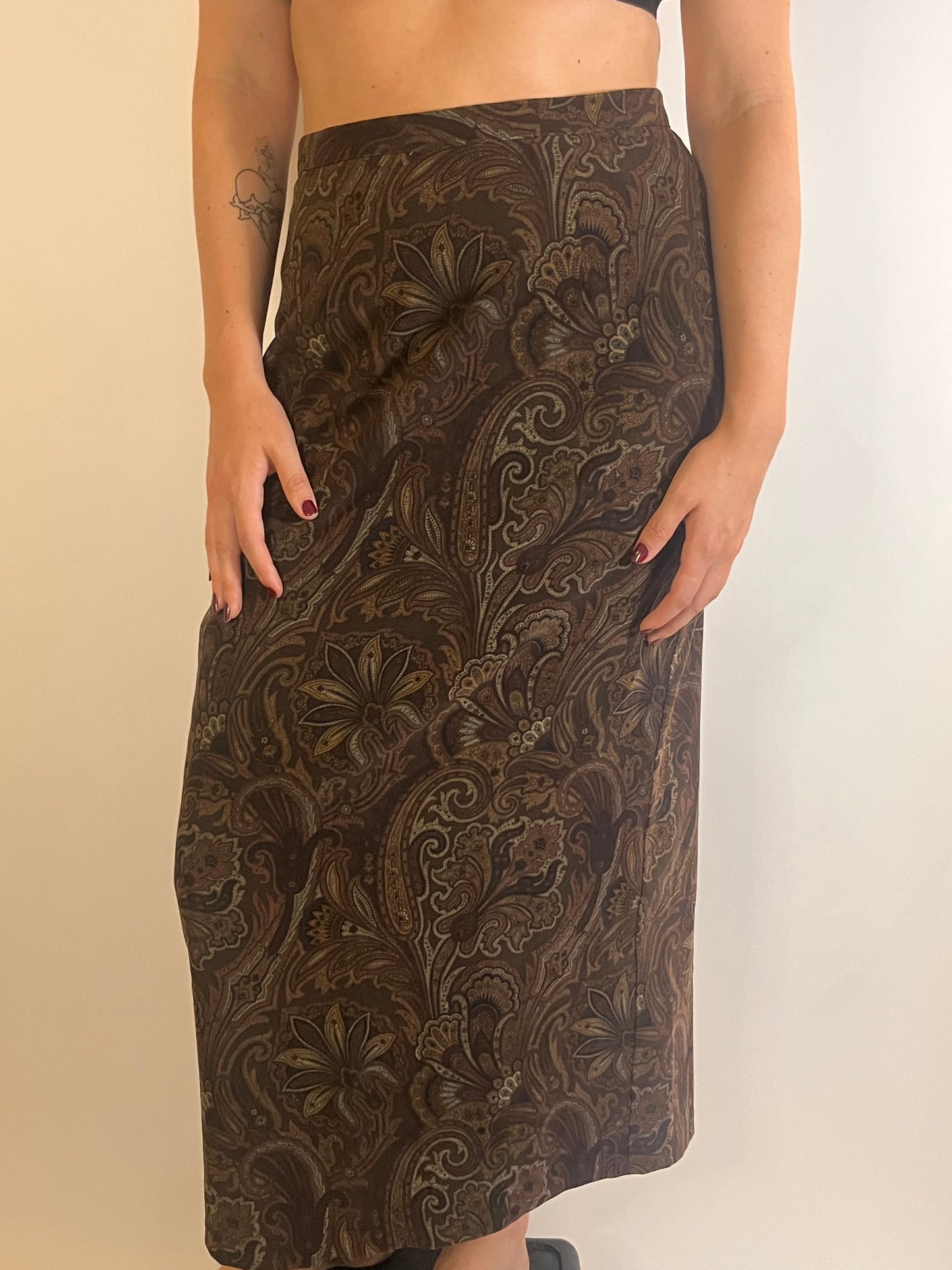 Paul Harris Designs Brown Paisley Maxi Skirt