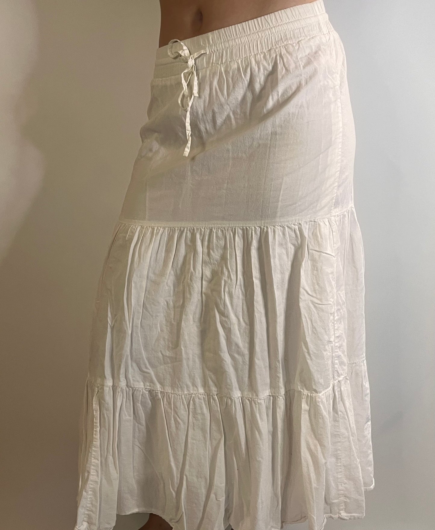 MUDD White Tiered Drawstring Maxi Skirt