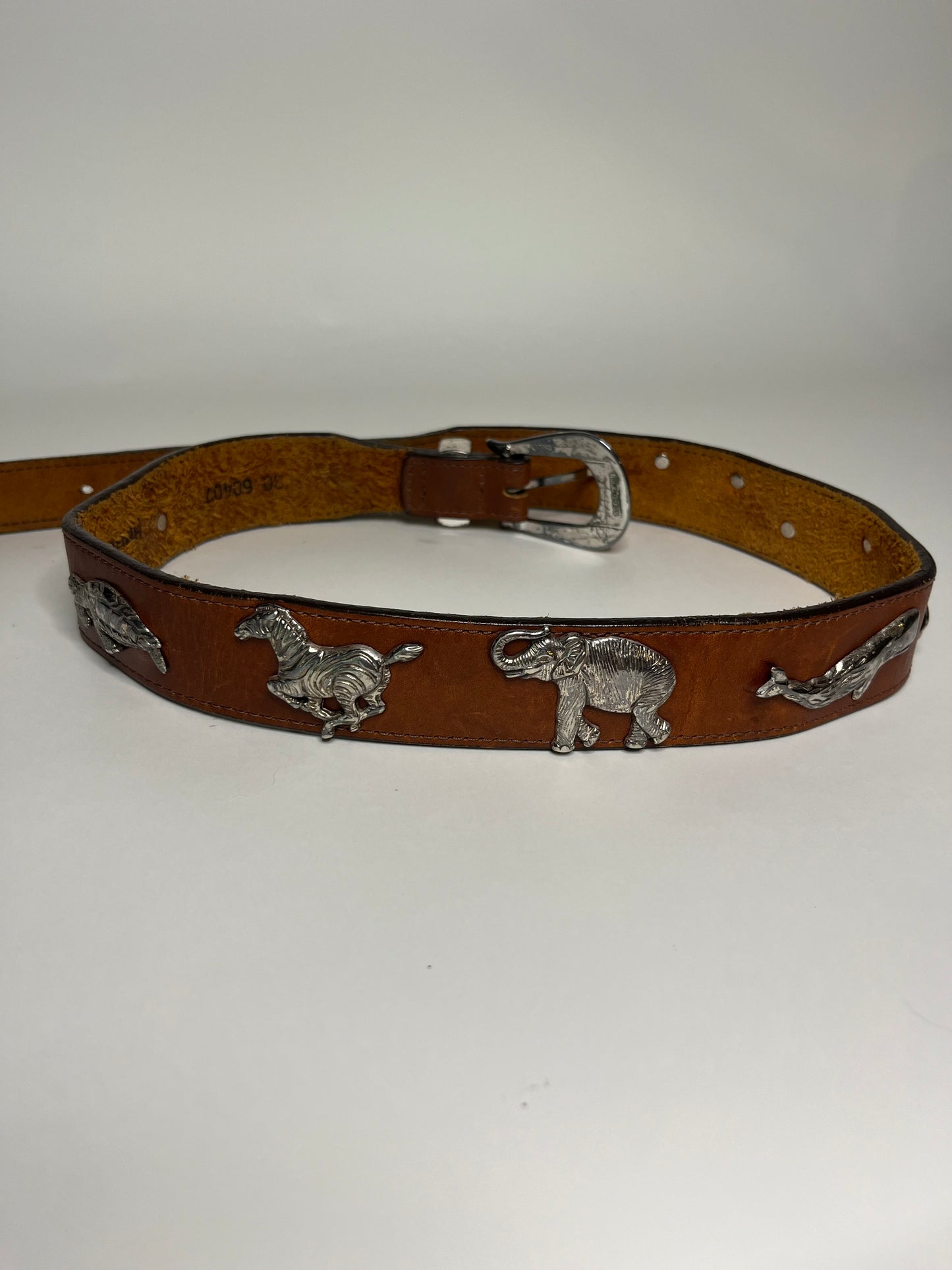 Honest 92' Leather Wild Animals Belt
