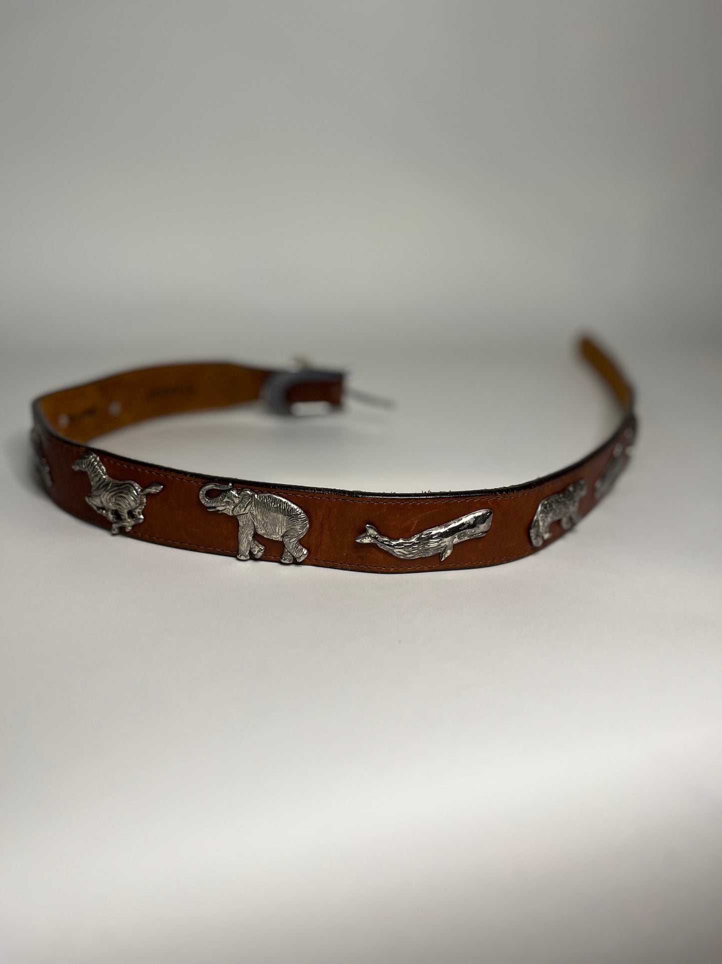 Honest 92' Leather Wild Animals Belt