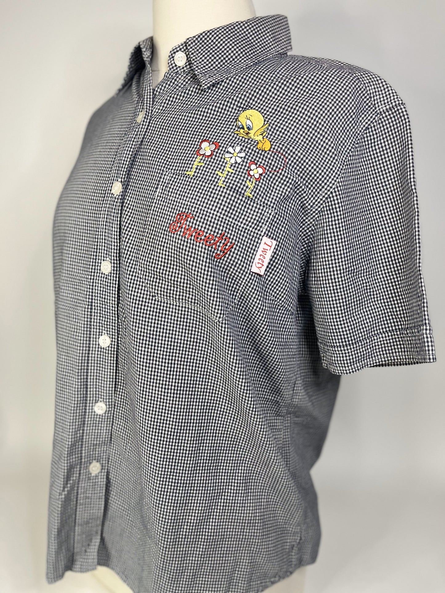 Tweety Bird - Looney Tunes Gingham Button Down