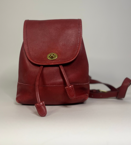 90s Red Coach Turn Lock Backpack