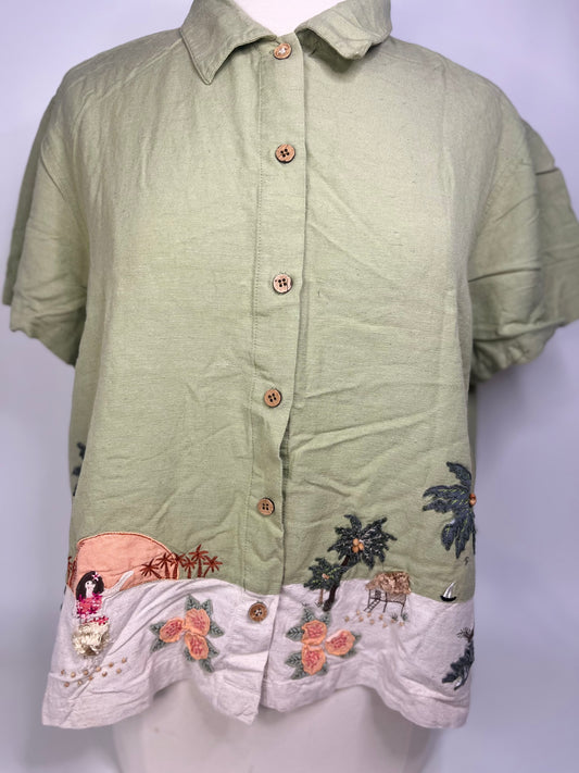 Lemon Grass Decorative Button Up