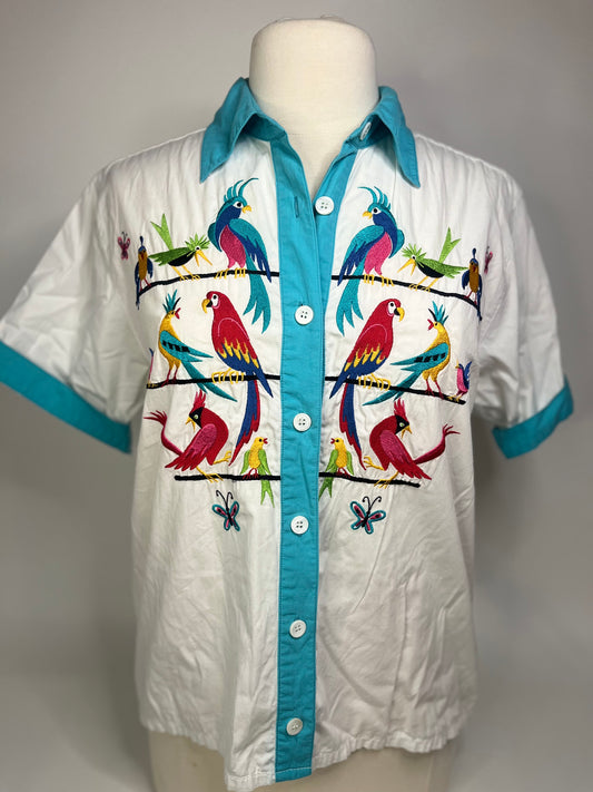 Bob Mackie Birds Button Up