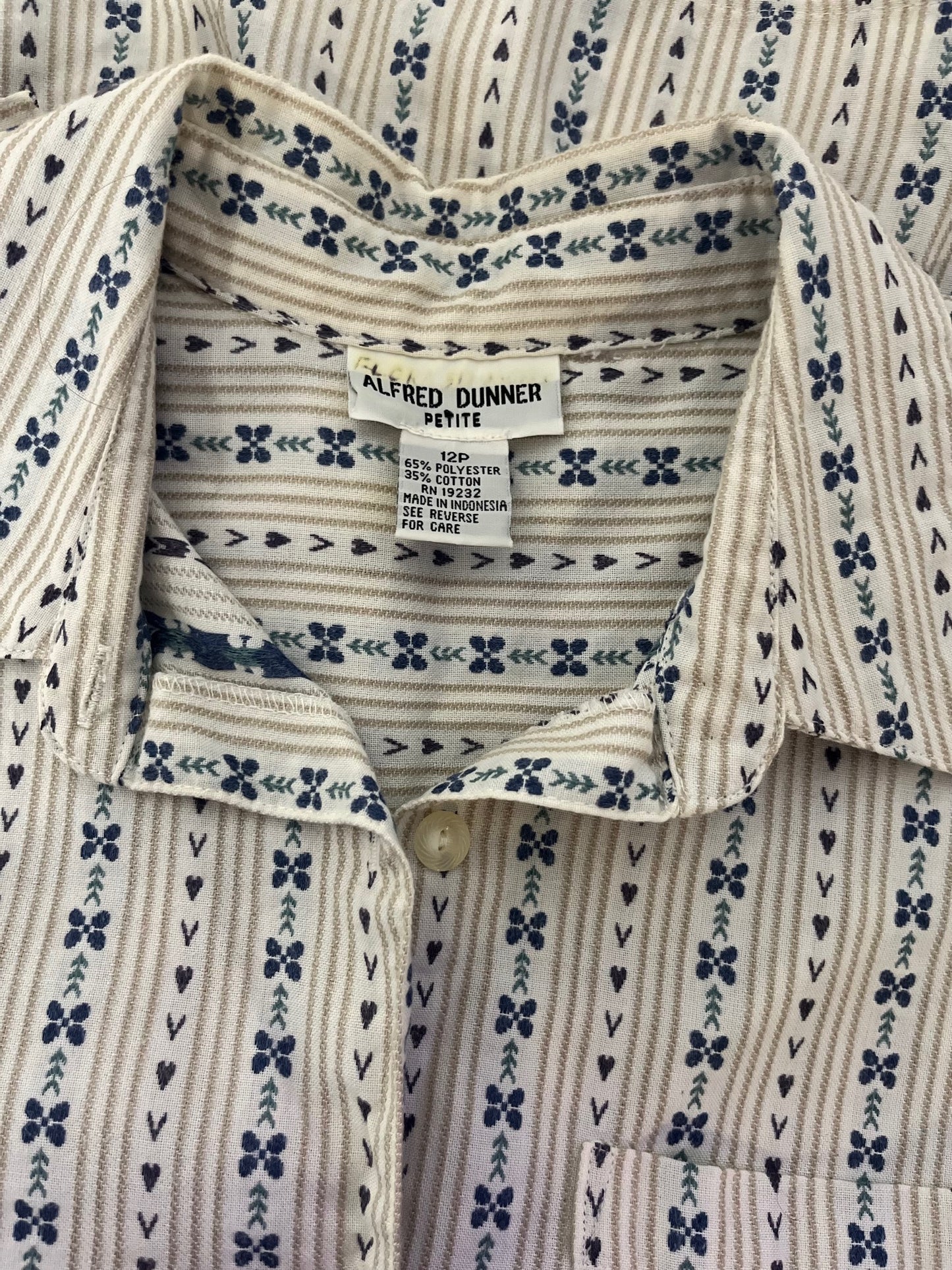 Alfred Dunner Striped Floral Button Down