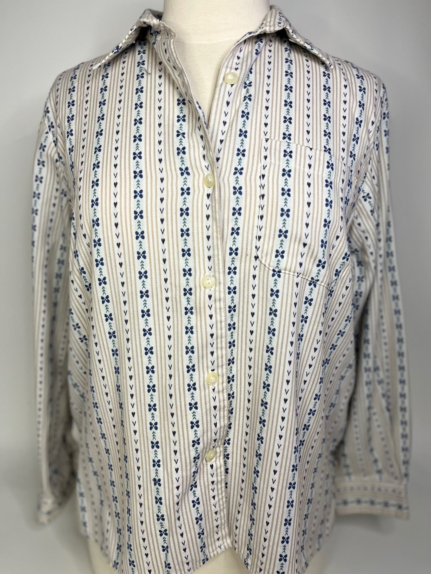 Alfred Dunner Striped Floral Button Down