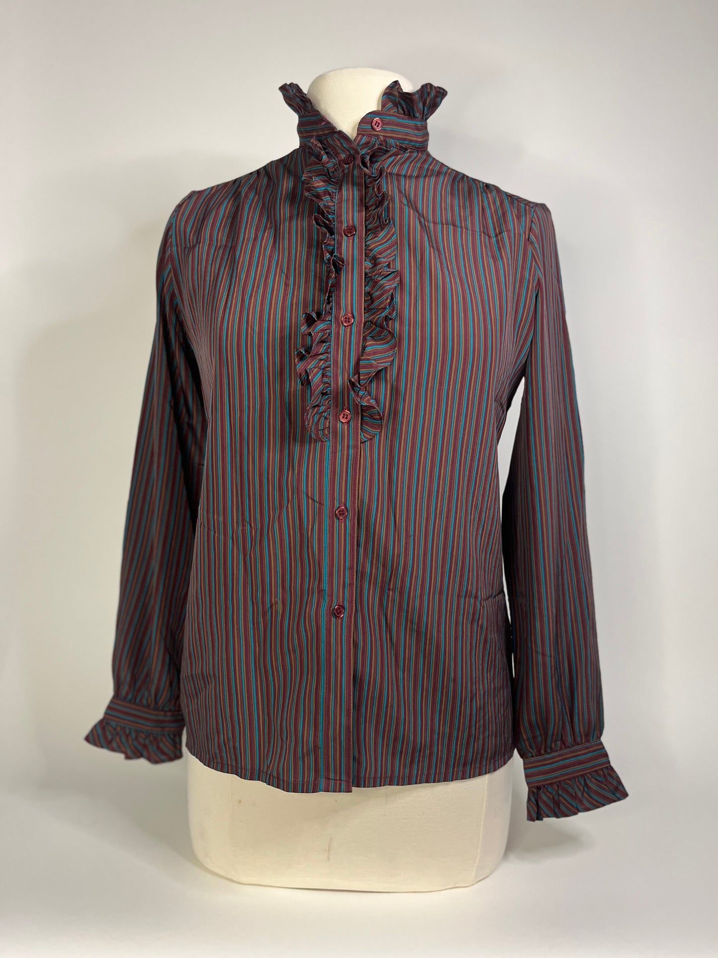 Vintage Striped Laura Mae Ruffle Blouse