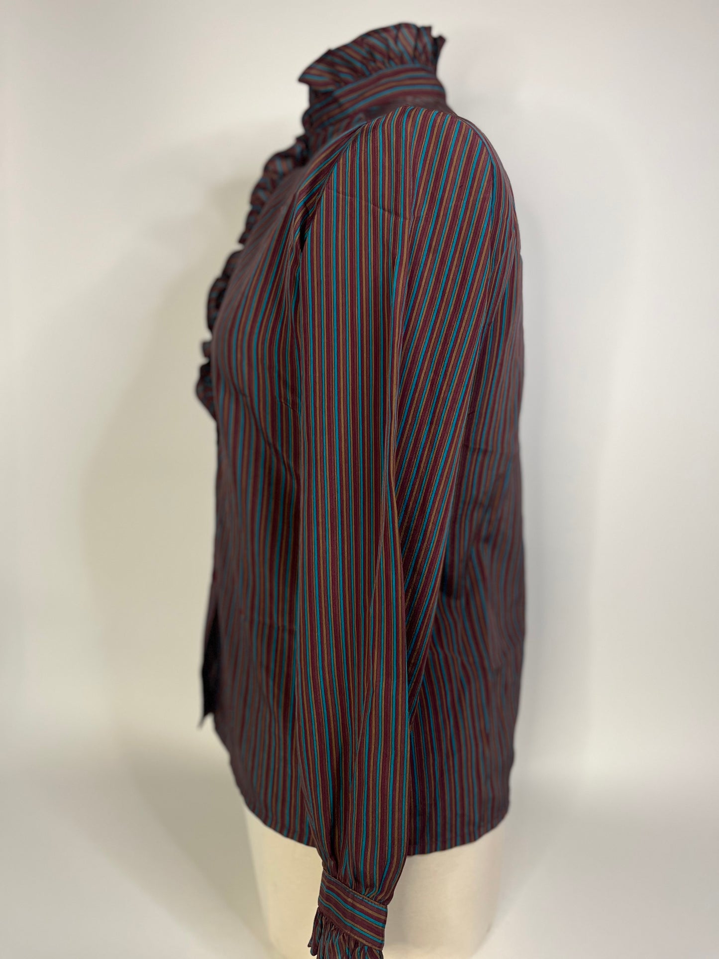 Vintage Striped Laura Mae Ruffle Blouse