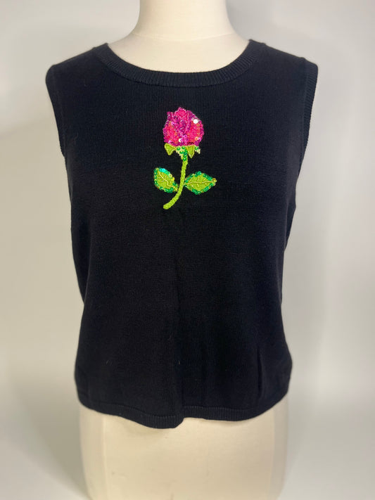 90s Sequin Rose Knit Top