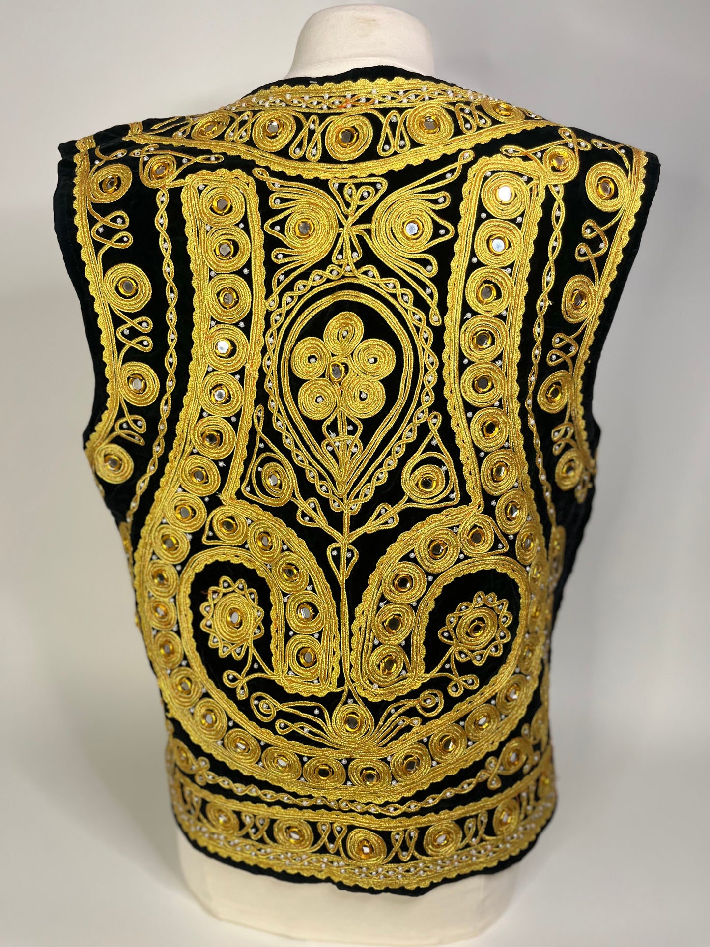 Vintage Afghan Traditional Gold Velvet Vest