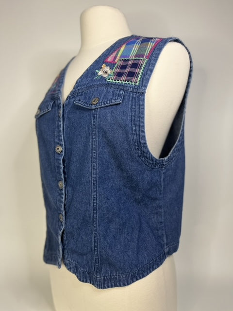 Jantzen Denim Floral Patchwork Vest