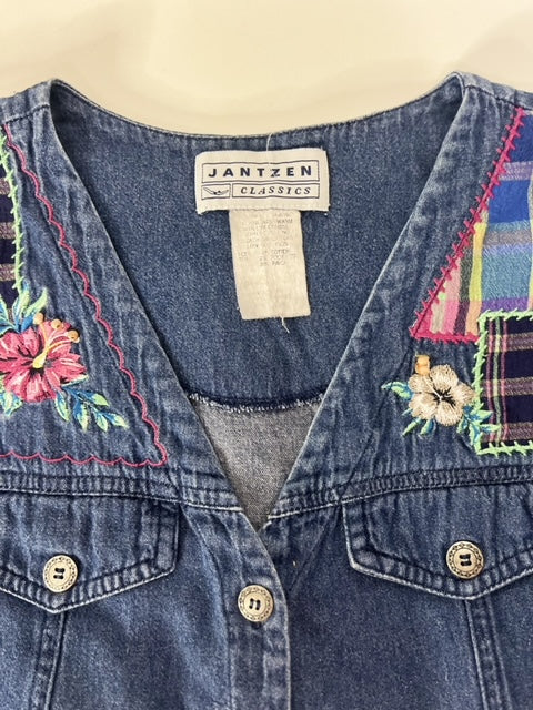 Jantzen Denim Floral Patchwork Vest